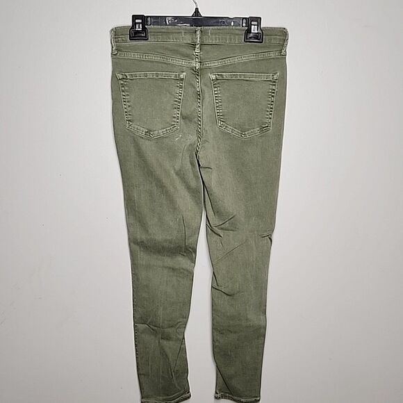 Free People Jeans Womens 29 Mid Rise Skinny Distressed w Pockets Green - Picture 3 of 7